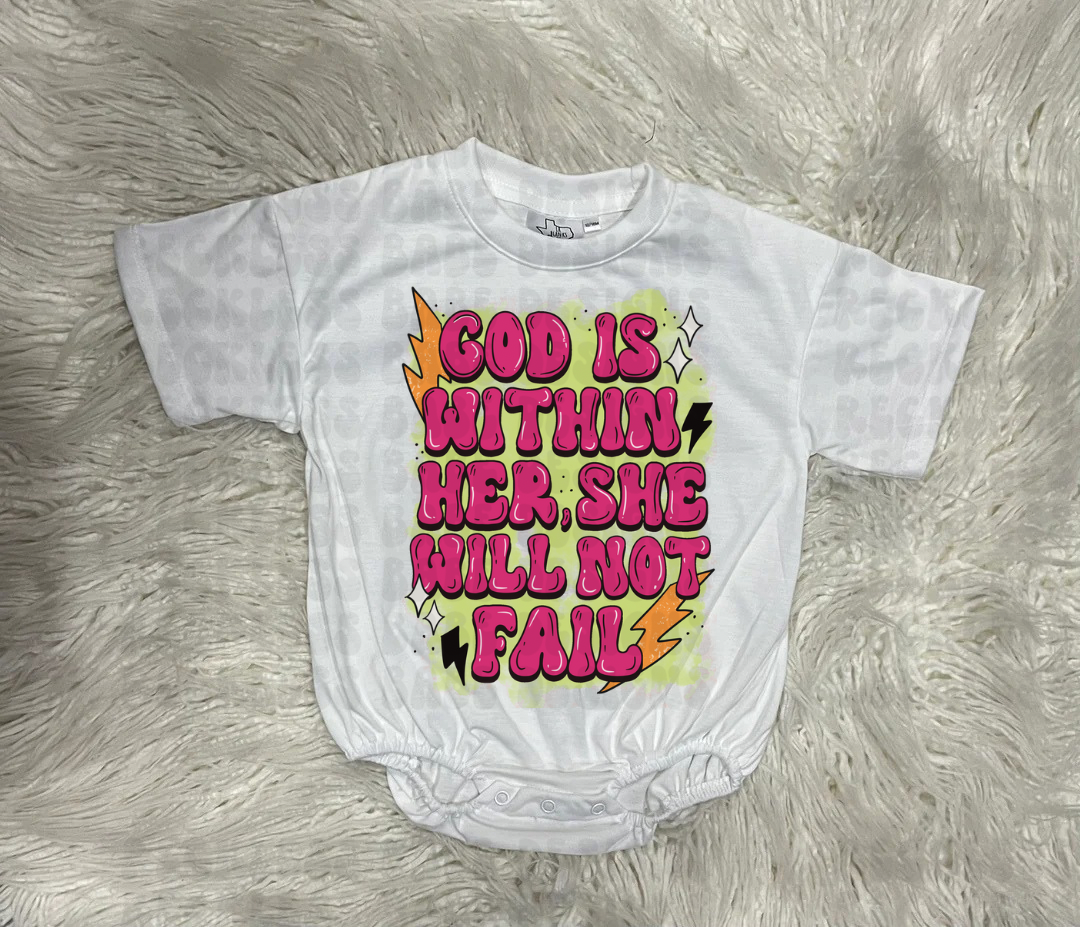 GOD IS WITHIN HER BAGGY BUBBLE ROMPER