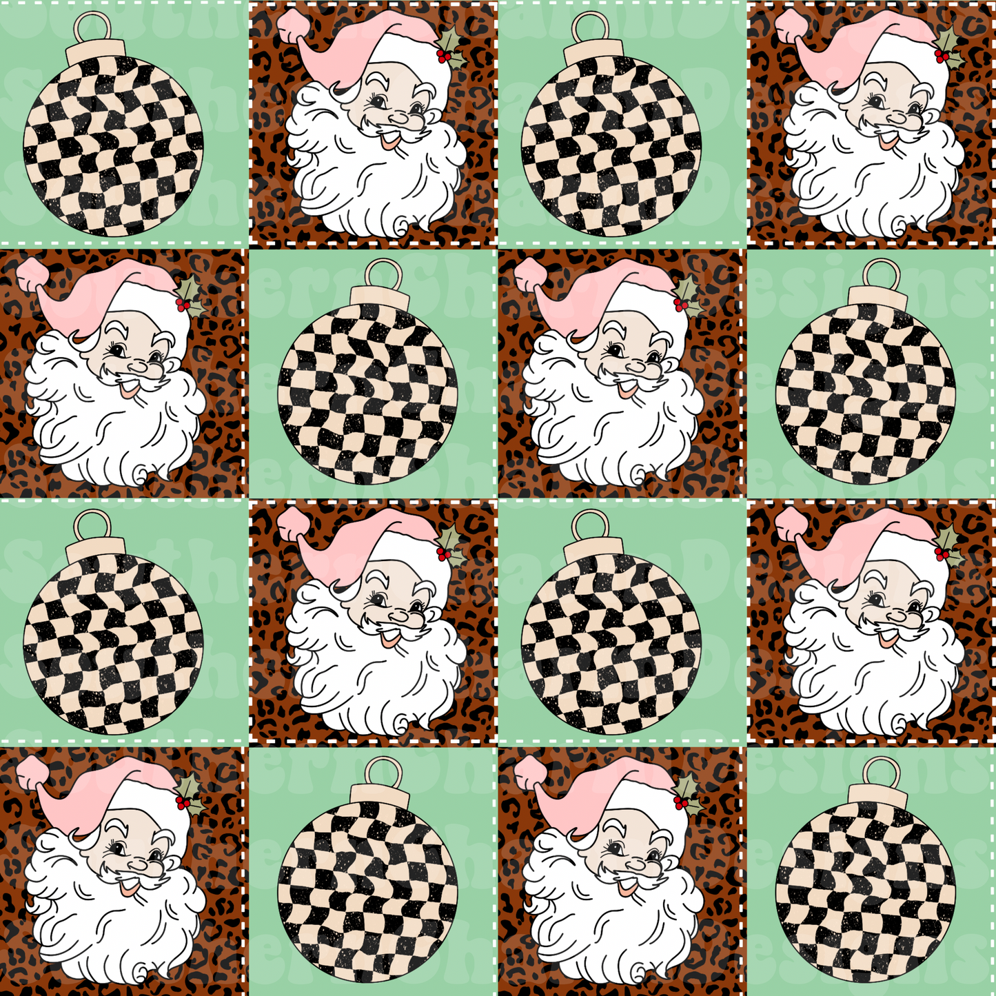 VINTAGE SANTA PATCHWORK SEAMLESS NO CODES