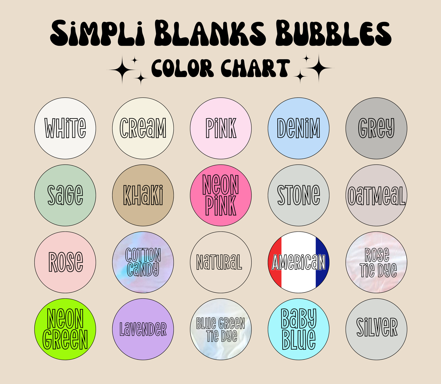 SIMPLI BLANKS COLOR CHART