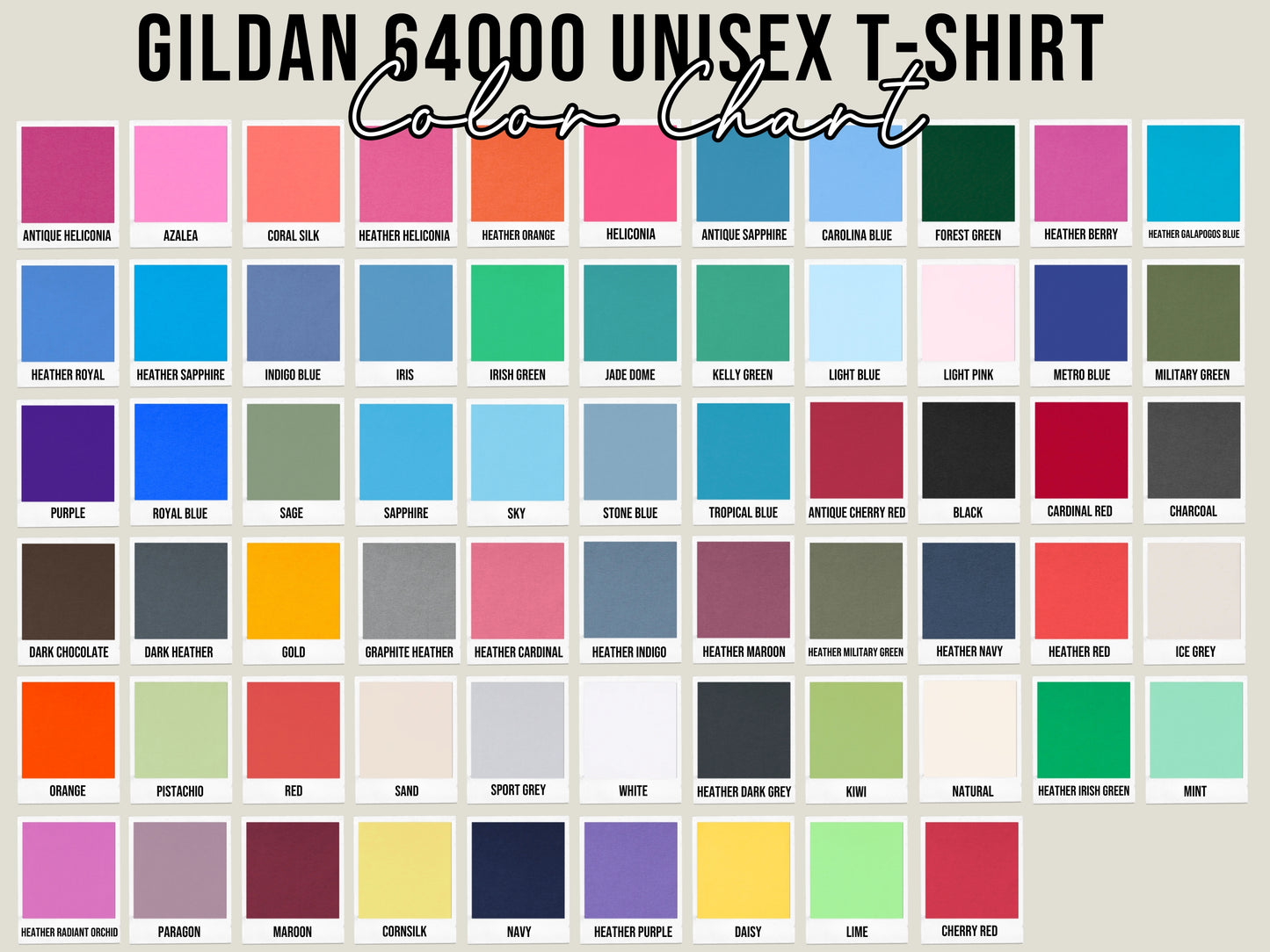 Gildan tee color chart