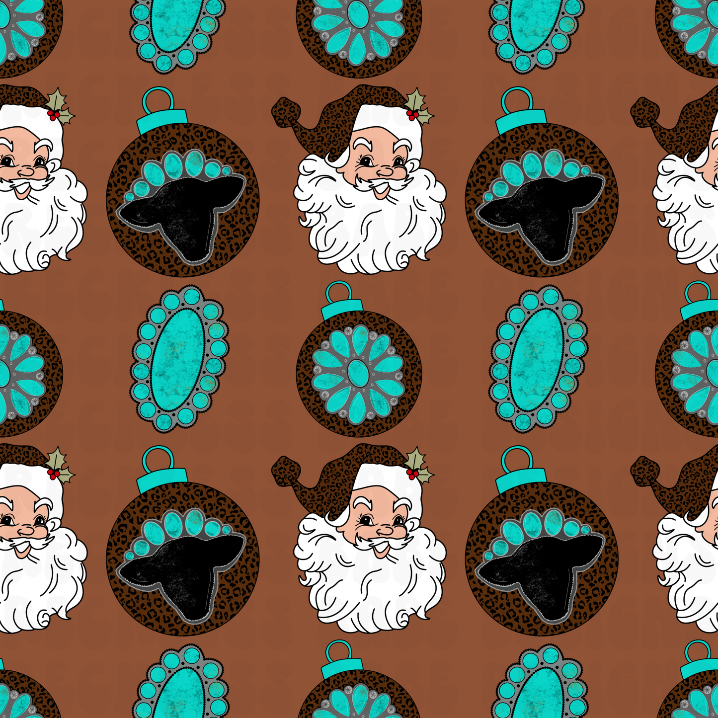 SANTA WESTERN ORNAMENTS SEAMLESS