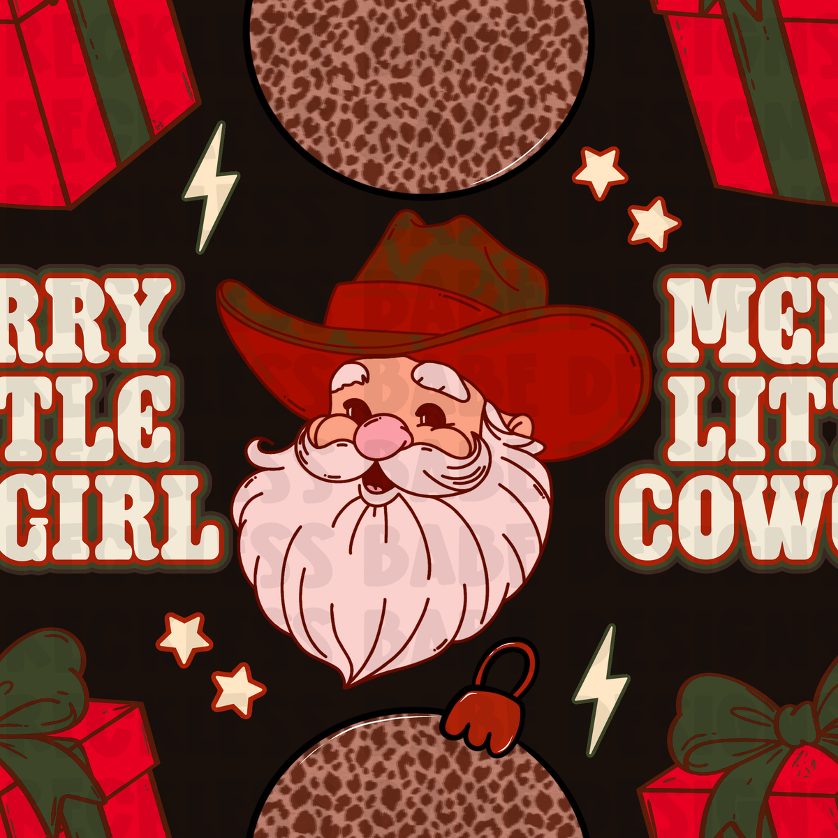 MERRY LITTLE COWGIRL BLACK SEAMLESS FILE