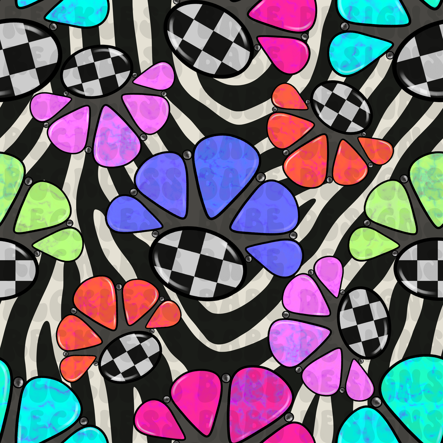 CHECKERED JEWEL SEAMLESS ZEBRA