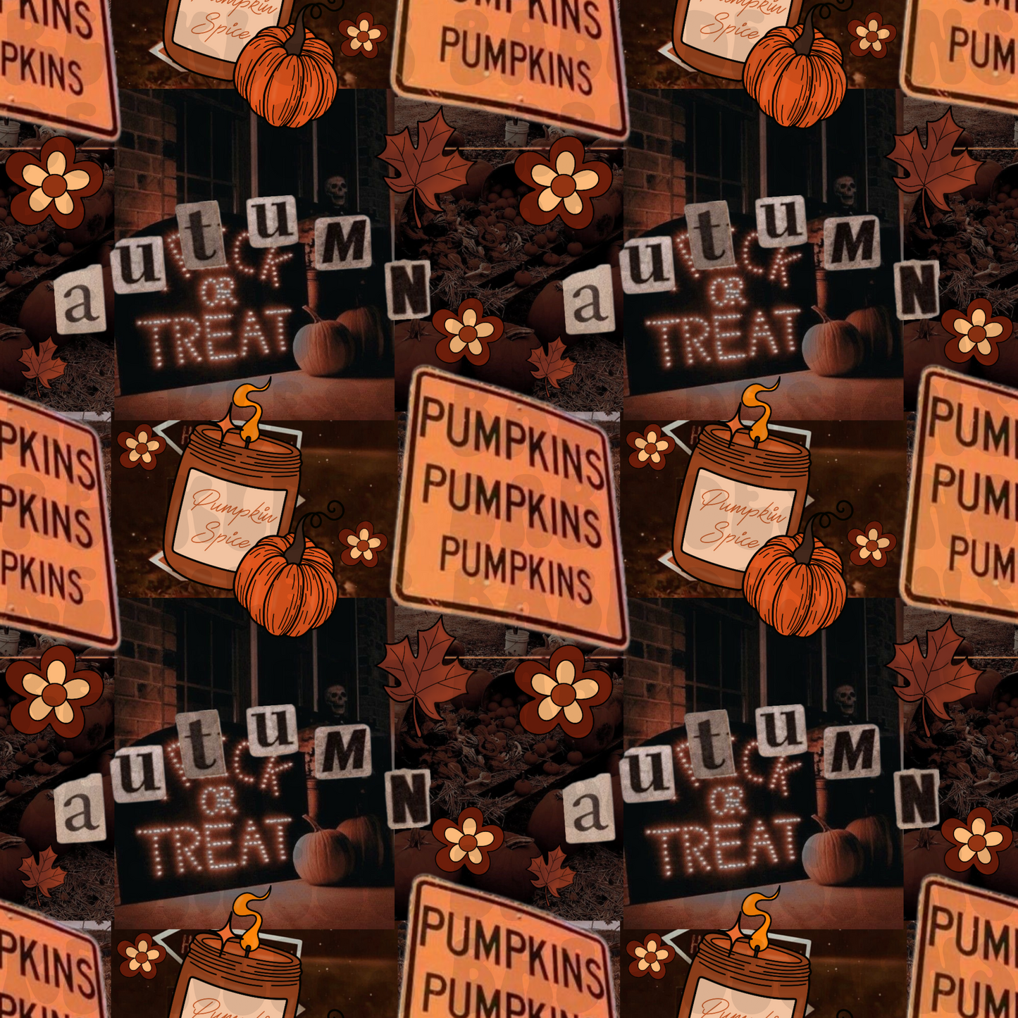 Autumn collage seamless