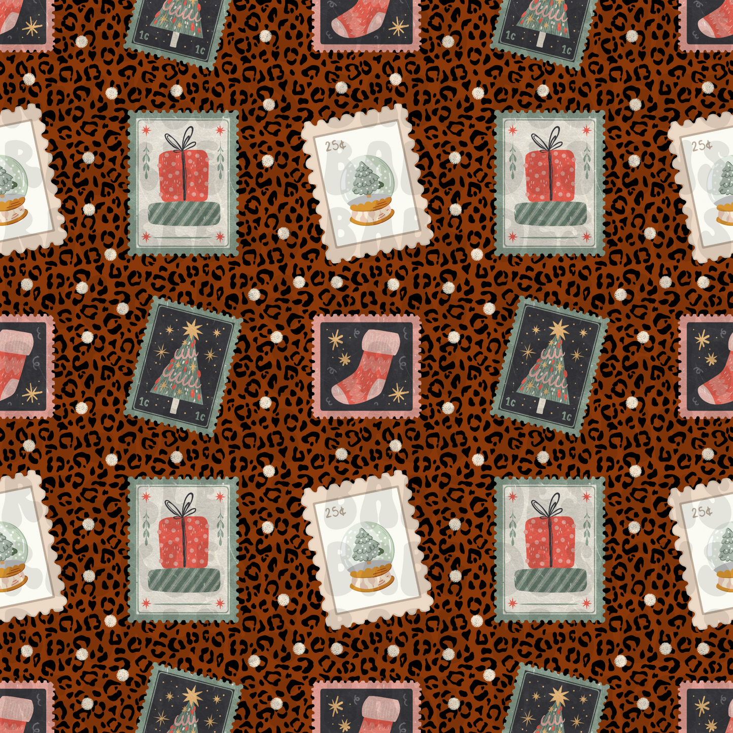 CHRISTMAS STAMPS SEAMLESS