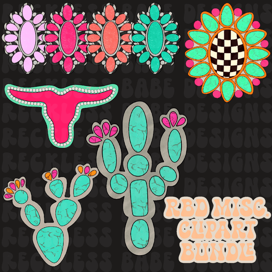 MISC CLIPART BUNDLE. 8 PIECES.
