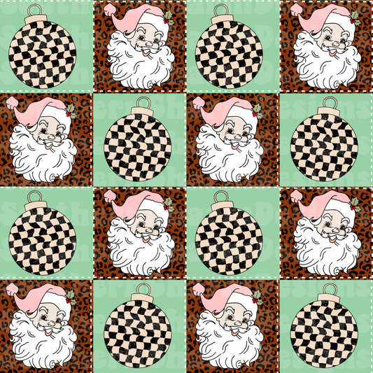 VINTAGE SANTA PATCHWORK SEAMLESS NO CODES