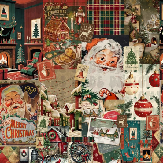 VINTAGE CHRISTMAS COLLAGE SEAMLESS