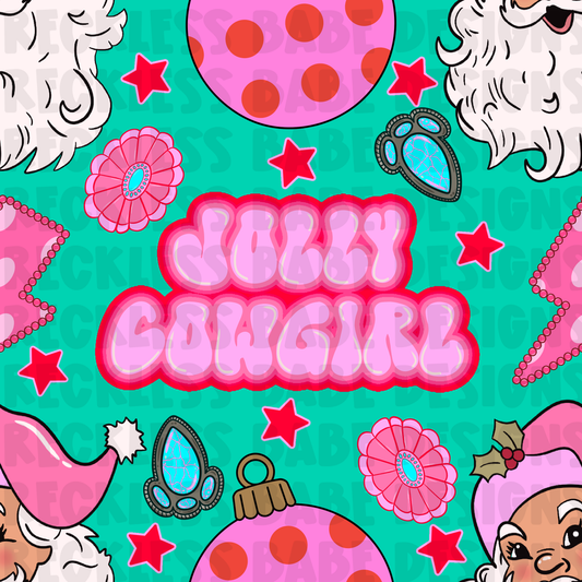 JOLLY COWGIRL TEAL SEAMLESS FILE